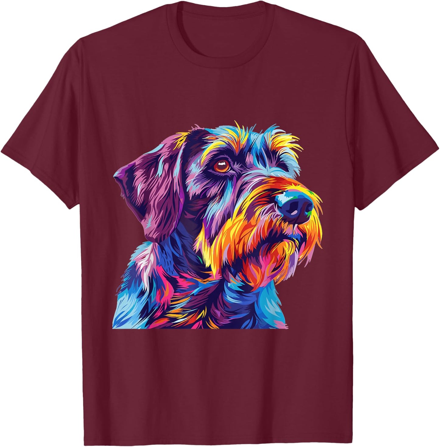 German Wirehaired Pointer Pop Art Dog Breed Graphic T-Shirt - T-Shirt | Maroon