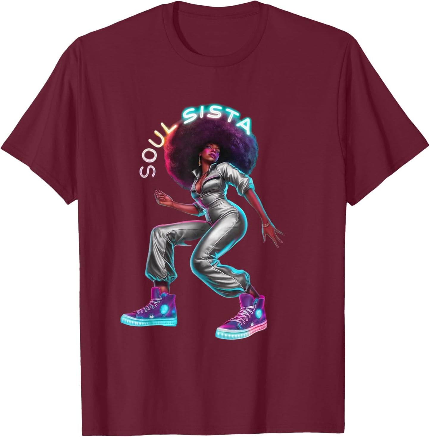 Artsy Funk Shirt Vintage 70s Costume Afro Soul Music T-Shirt - T-Shirt | Maroon