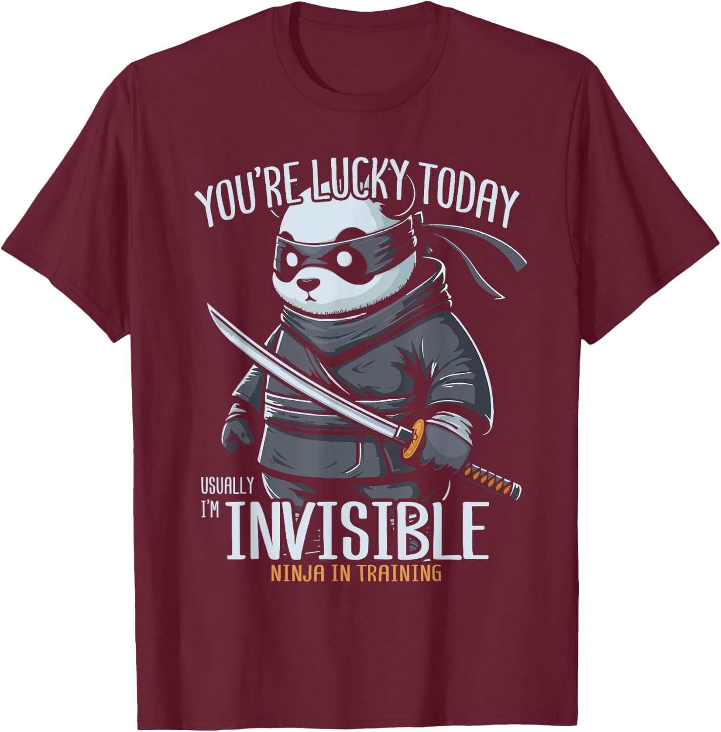 Ninja Panda Japanese Pandabear T-Shirt - T-Shirt | Maroon