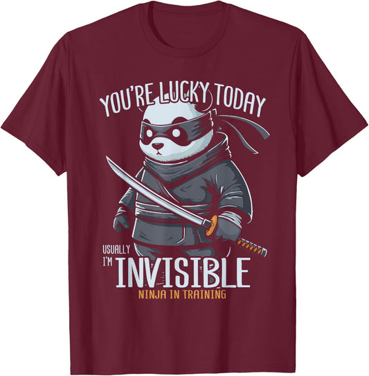 Ninja Panda Japanese Pandabear T-Shirt - T-Shirt | Maroon