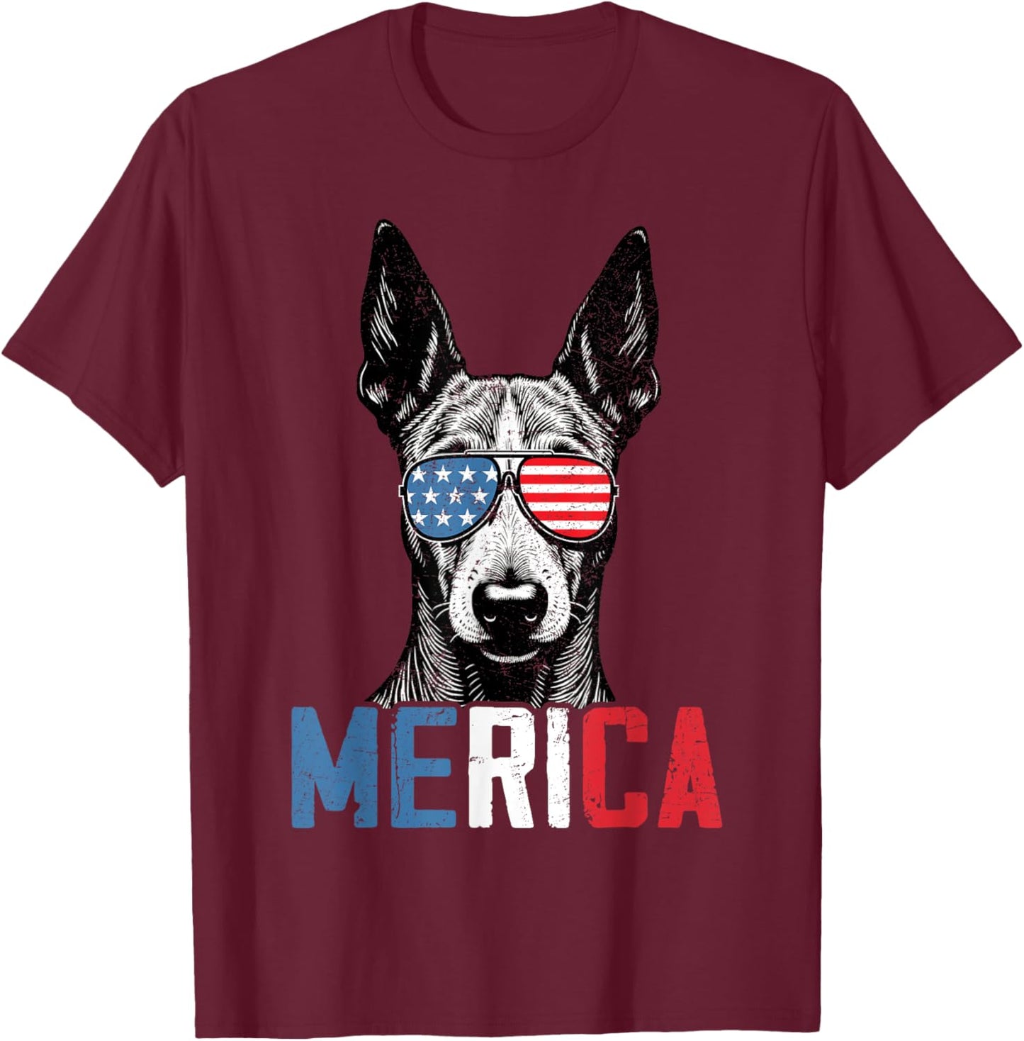 Patriotic American Hairless Terrier Dog Merica 4th Of July Women Kids T-Shirt - T-Shirt | Maroon