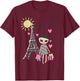 Paris France Eiffel Tower Retro Souvenir Gift Girl Women Men T-Shirt - T-Shirt | Maroon