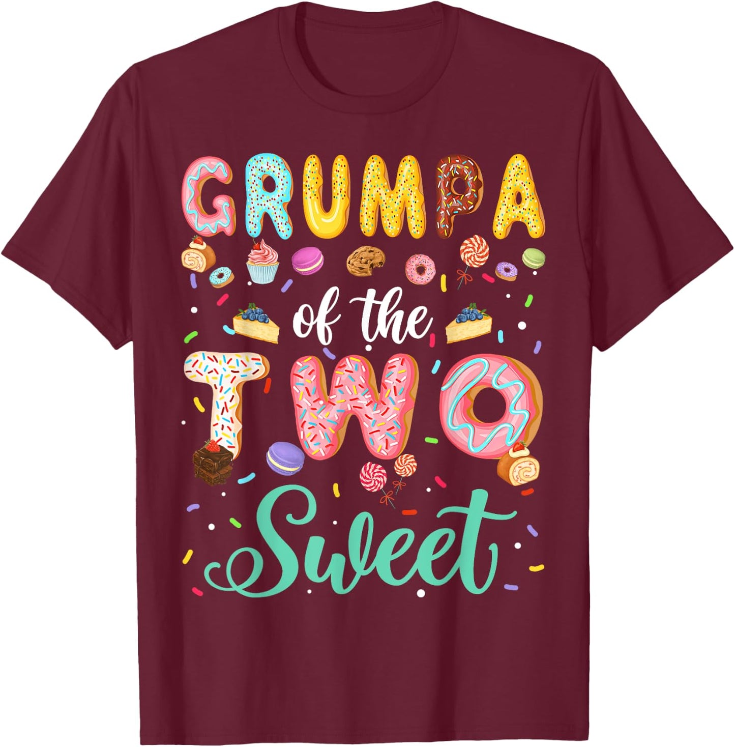 Grumpa Of The Two Sweet Birthday Girl Donut Lover T-Shirt - T-Shirt | Maroon