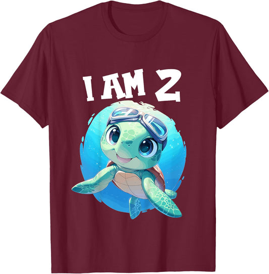 2 Years old 2 birthday Sea Turtles Boy Girl Sea Turtle T-Shirt - T-Shirt | Maroon