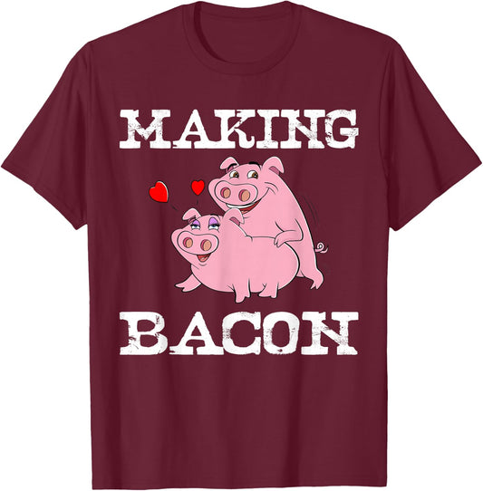 Funny Pigs Making Bacon Cute Pork Breakfast Women T-Shirt - T-Shirt | Maroon
