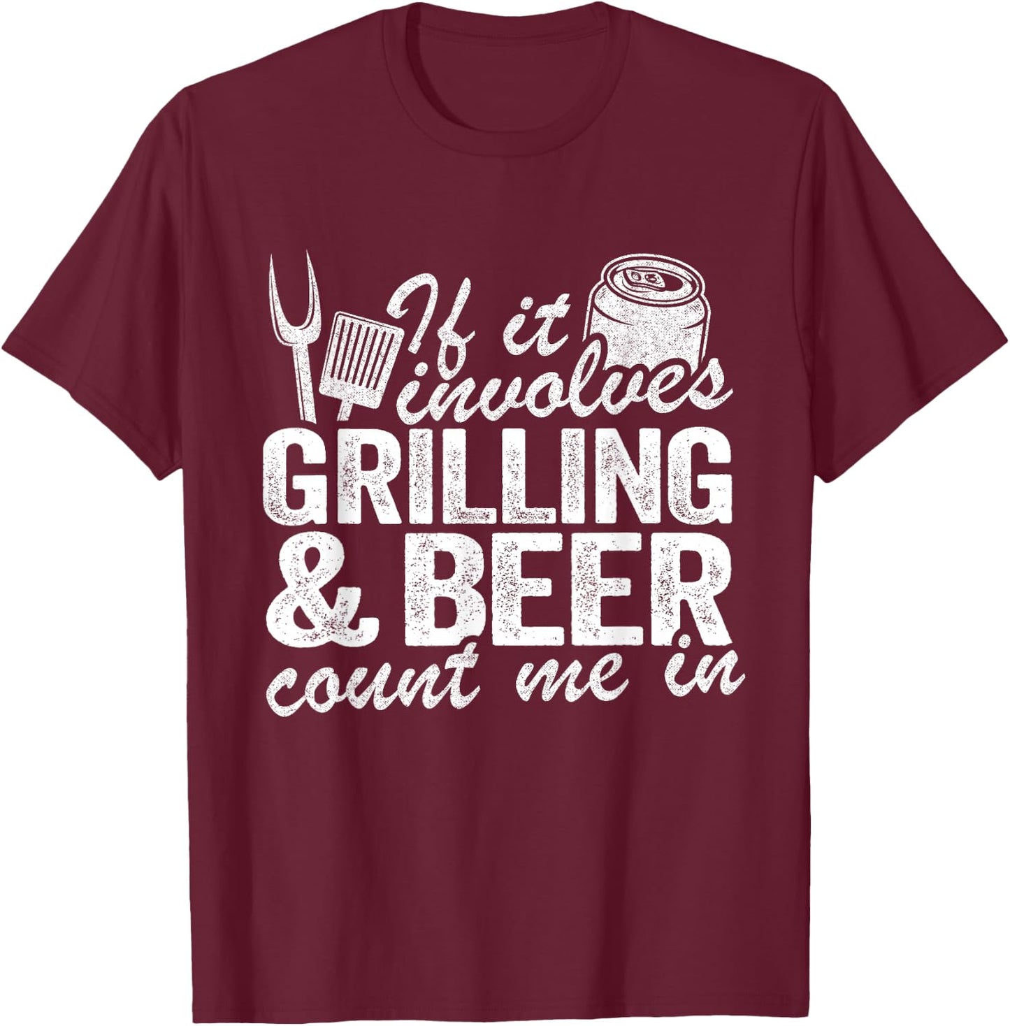 Grilling & Beer Count Me In Grillmaster Funny Pig Pork Rub T-Shirt - T-Shirt | Maroon