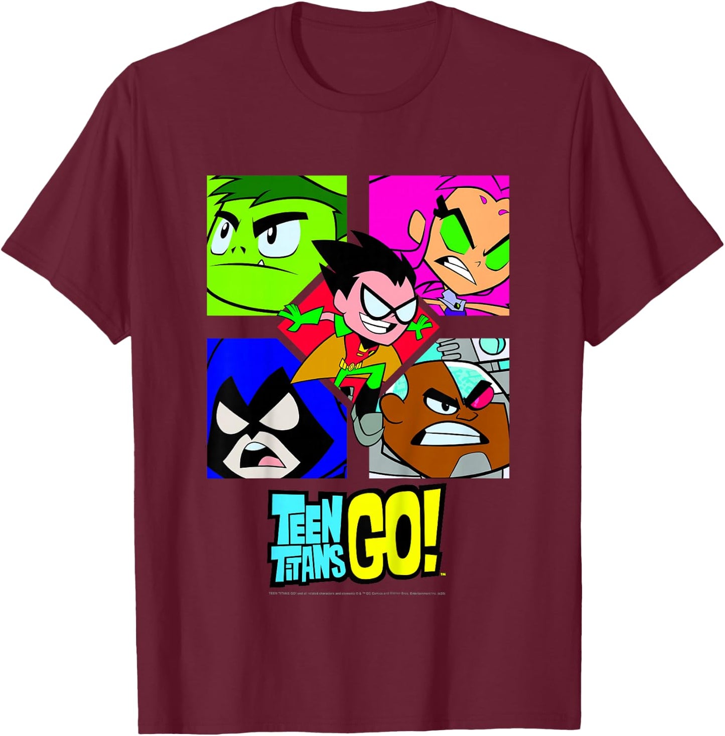 Kids DC Comics Teen Titans Go! Group Shot Box Up T-Shirt - T-Shirt | Maroon