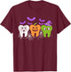 Teeth Ghost Pumpkin Witch Cute Dental Halloween Dentist T-Shirt - T-Shirt | Maroon