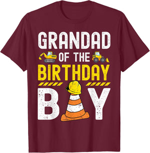 Grandad Of The Birthday Boy Construction Worker Bday T-Shirt - T-Shirt | Maroon