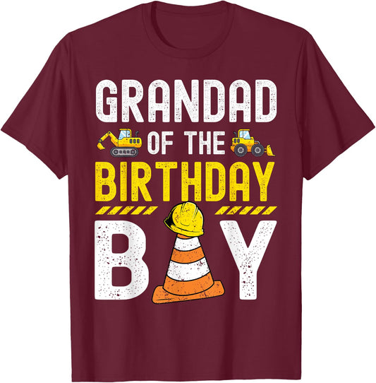 Grandad Of The Birthday Boy Construction Worker Bday T-Shirt - T-Shirt | Maroon