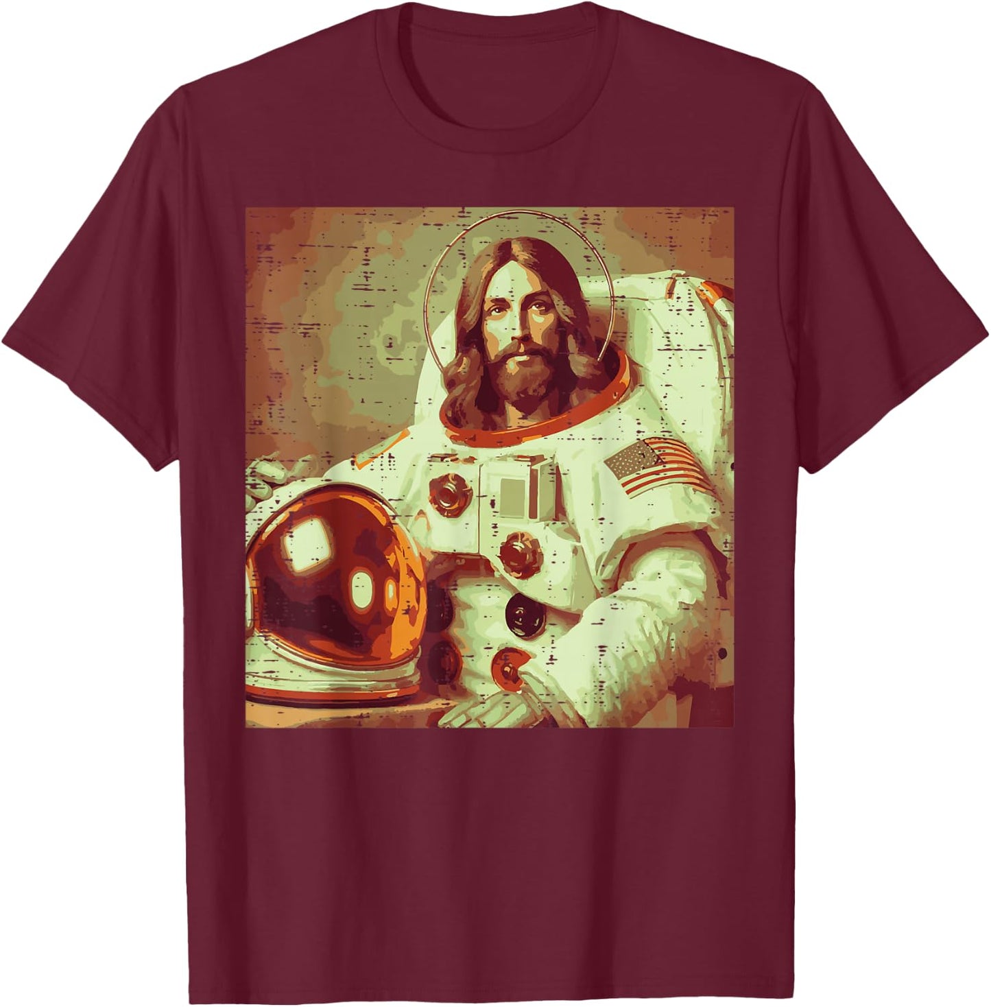 Astronaut Jesus God Space Religious Christian Men Women Kids T-Shirt - T-Shirt | Maroon