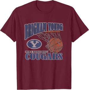 BYU Cougars Basketball Vintage Lift Navy Officially Licensed T-Shirt - T-Shirt | Maroon