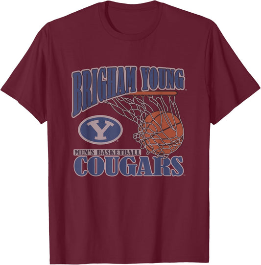 BYU Cougars Basketball Vintage Lift Navy Officially Licensed T-Shirt - T-Shirt | Maroon