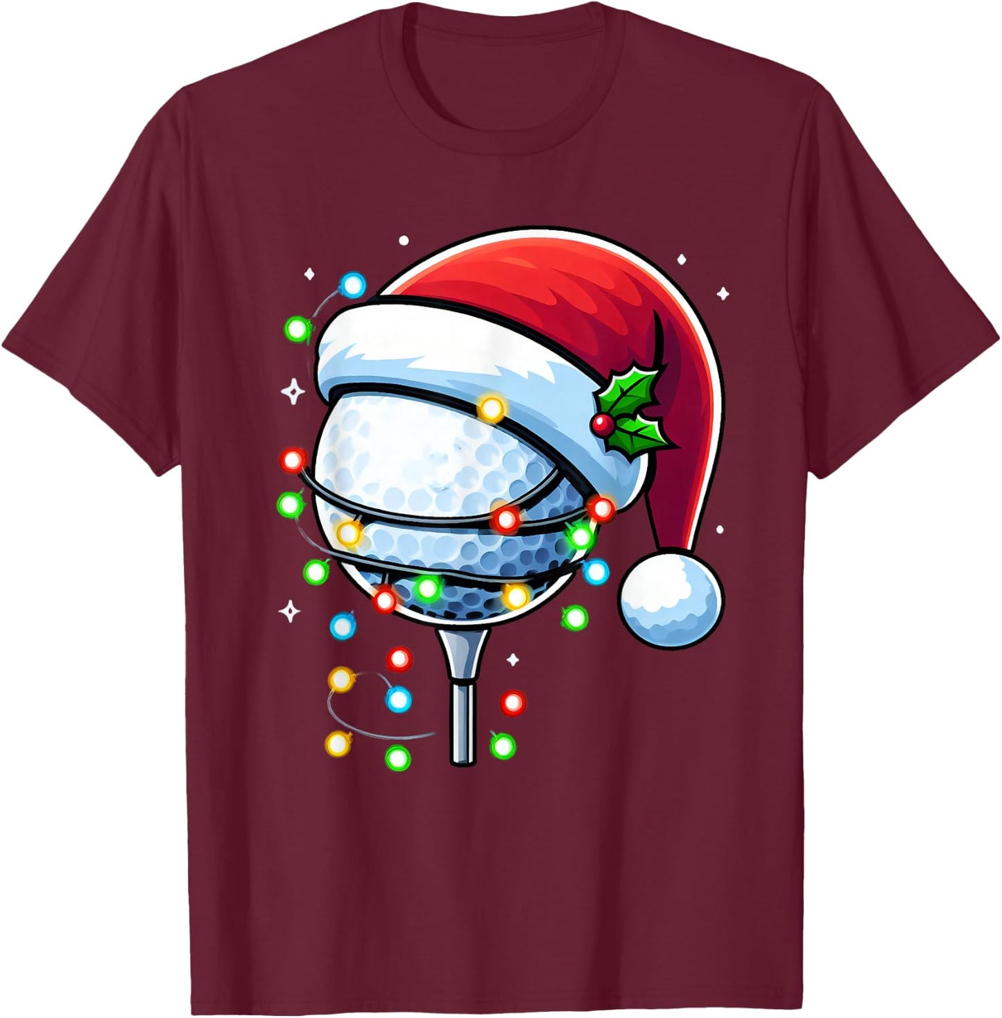 Christmas Golf Xmas Santa Golf Lover Men Boys Girls Kids T-Shirt - T-Shirt | Maroon