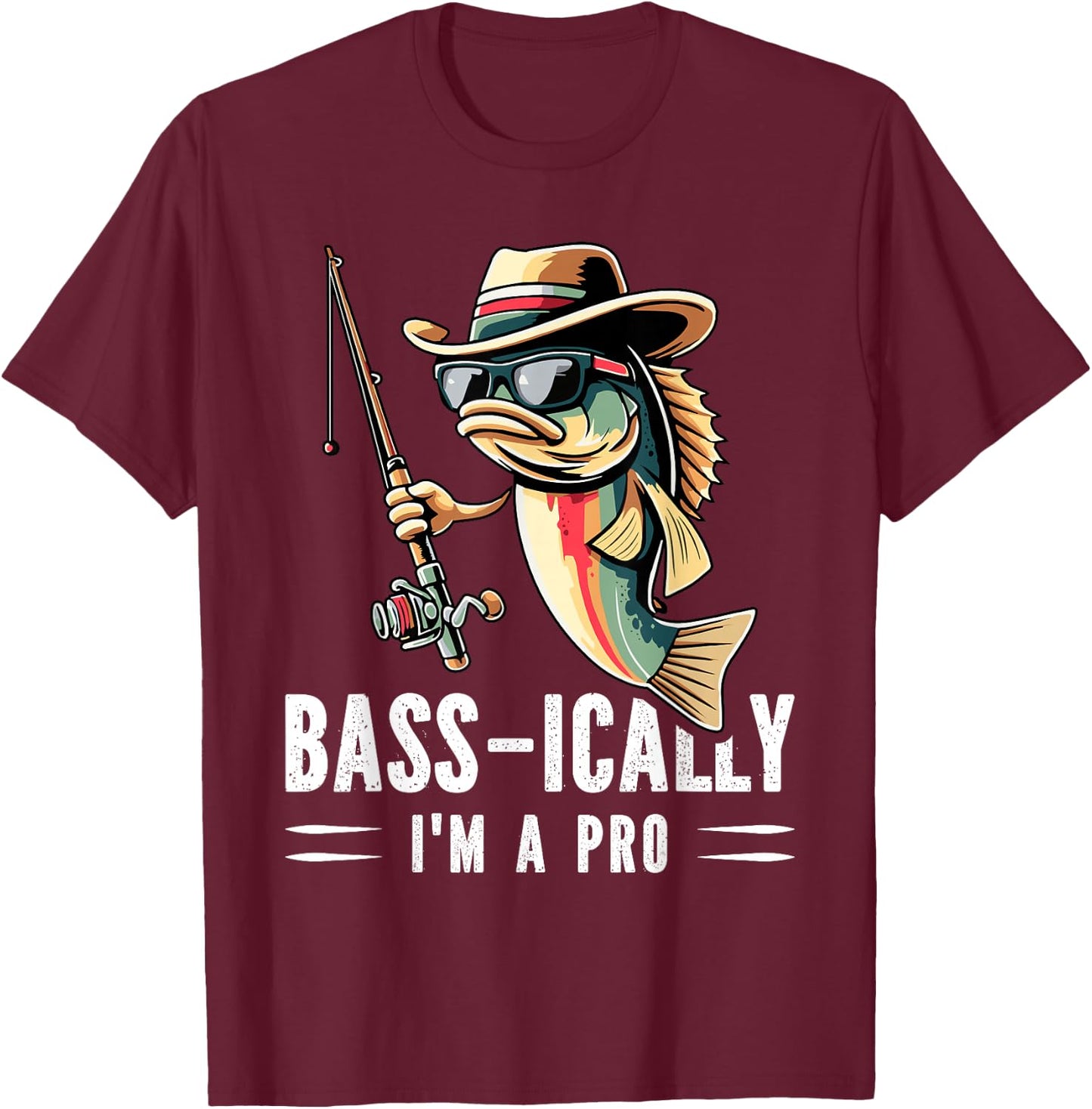 Bass-ically, I'm a Pro Bass Fishing Apparel Kids T-Shirt - T-Shirt | Maroon