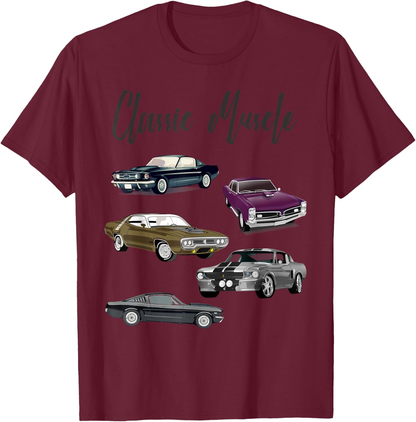 Classic Muscle Maximum Horsepower Car Logo T-Shirt - T-Shirt | Maroon