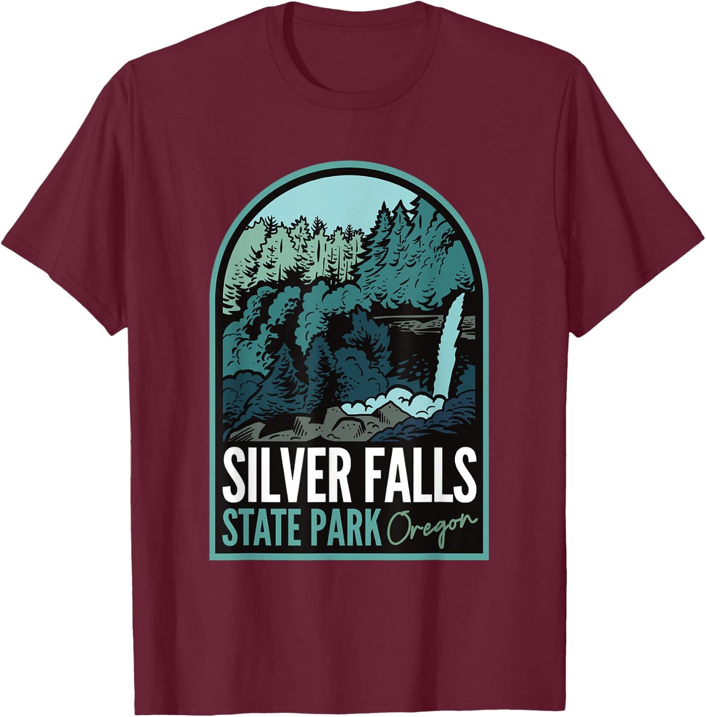 Silver Falls State Park Oregon T-Shirt - T-Shirt | Maroon