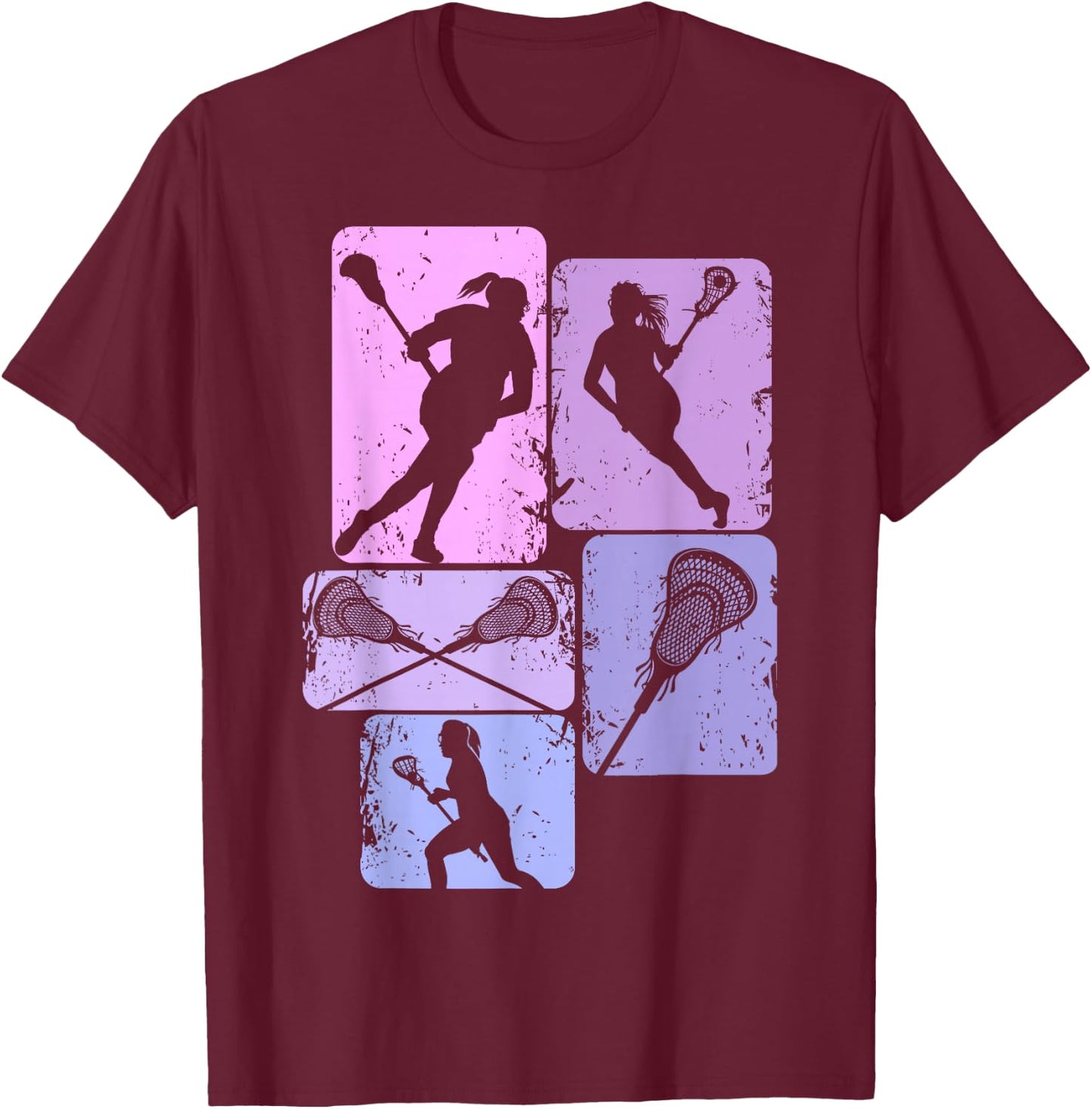 Lacrosse Girls Women Youth Kids T-Shirt - T-Shirt | Maroon