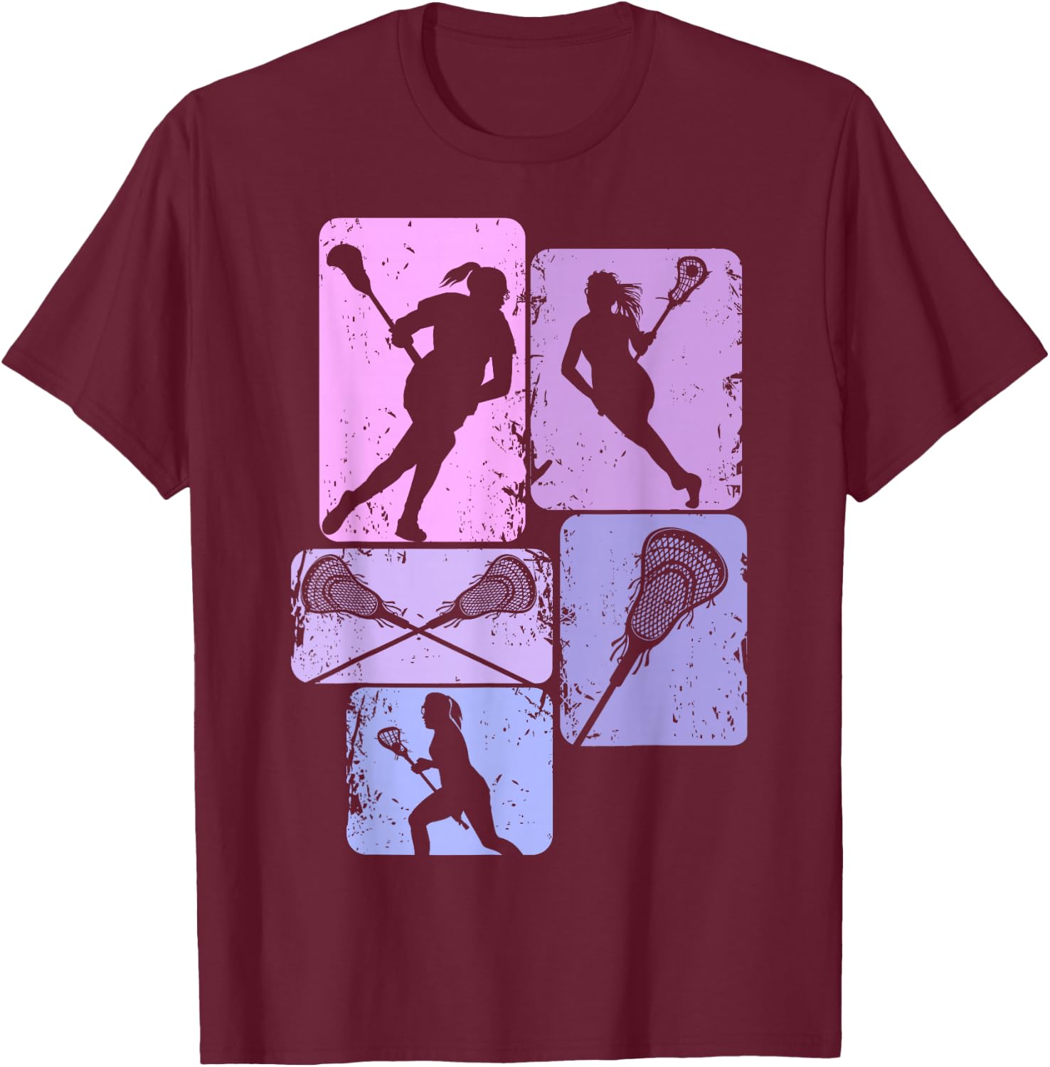 Lacrosse Girls Women Youth Kids T-Shirt - T-Shirt | Maroon