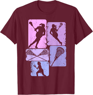 Lacrosse Girls Women Youth Kids T-Shirt - T-Shirt | Maroon