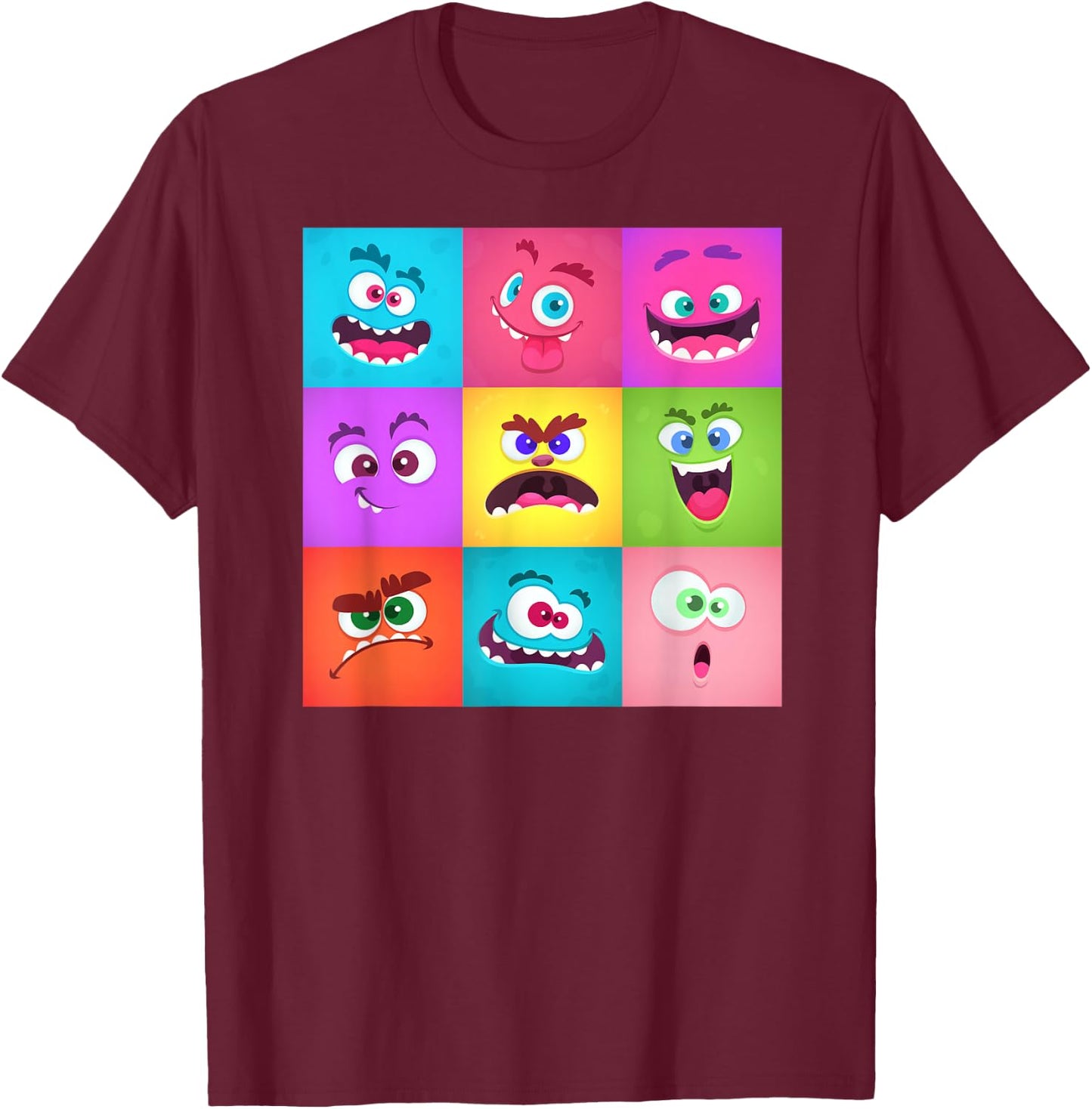 Cute Monster Face Emotion Halloween Costume Gift T-Shirt - T-Shirt | Maroon
