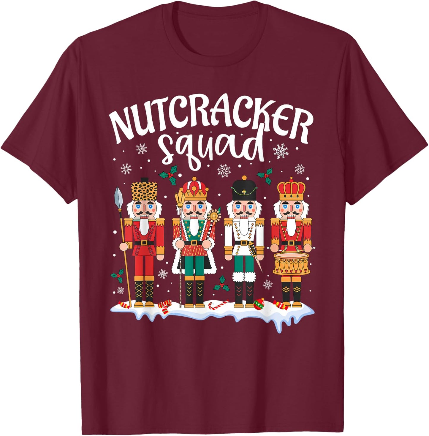 Nutcracker Squad Holiday Christmas Boy Girls Women Men T-Shirt - T-Shirt | Maroon