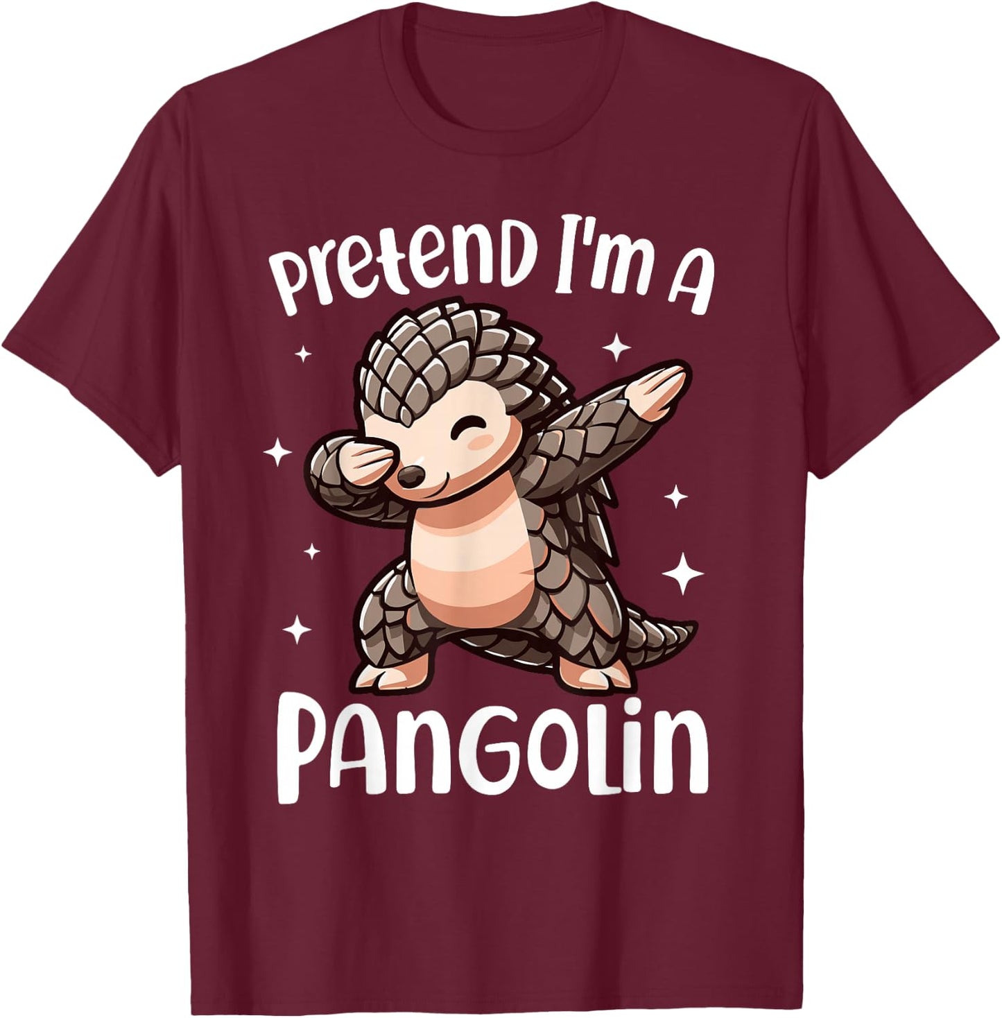 Funny Pretend I'm a Pangolin Easy Halloween Costume T-Shirt - T-Shirt | Maroon