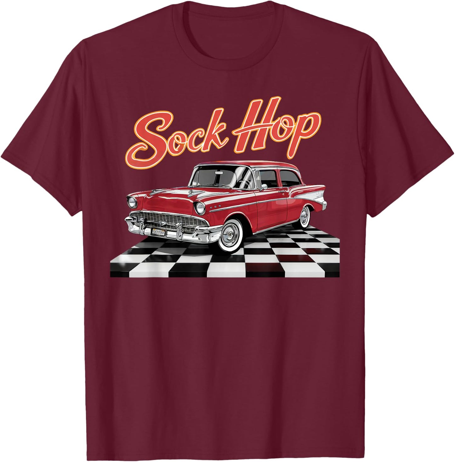 50s Sock Hop Dance 1950s Party Retro Doo Wop Theme Greaser T-Shirt - T-Shirt | Maroon