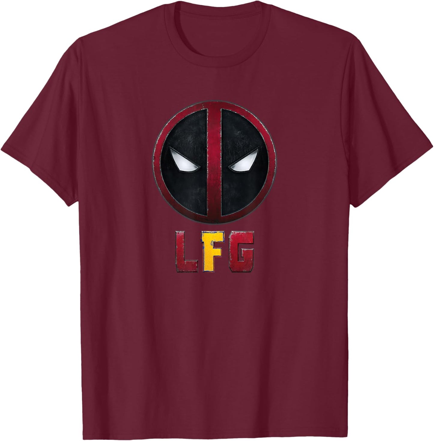 Marvel Deadpool & Wolverine LFG Belt Buckle Face Logo T-Shirt - T-Shirt | Maroon