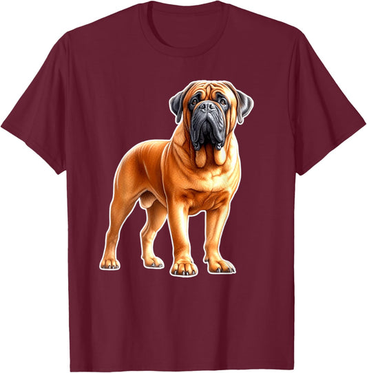 Bullmastiff x Mastiff Dog T-Shirt - T-Shirt | Maroon