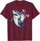Awesome Patriotic Cat Riding Shark usa flag sunglasses Women Kids Men T-Shirt - T-Shirt | Maroon