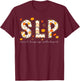Retro Slp Speech Language Pathologist Pumpkin Fall Autumn T-Shirt - T-Shirt | Maroon