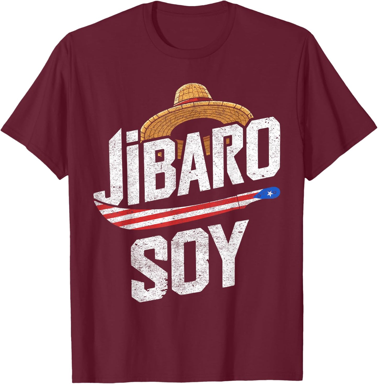 Droll Threads Jibaro Soy Puerto Rico Farmer Taino Boricua Puertorriqueo T-Shirt - T-Shirt | Maroon