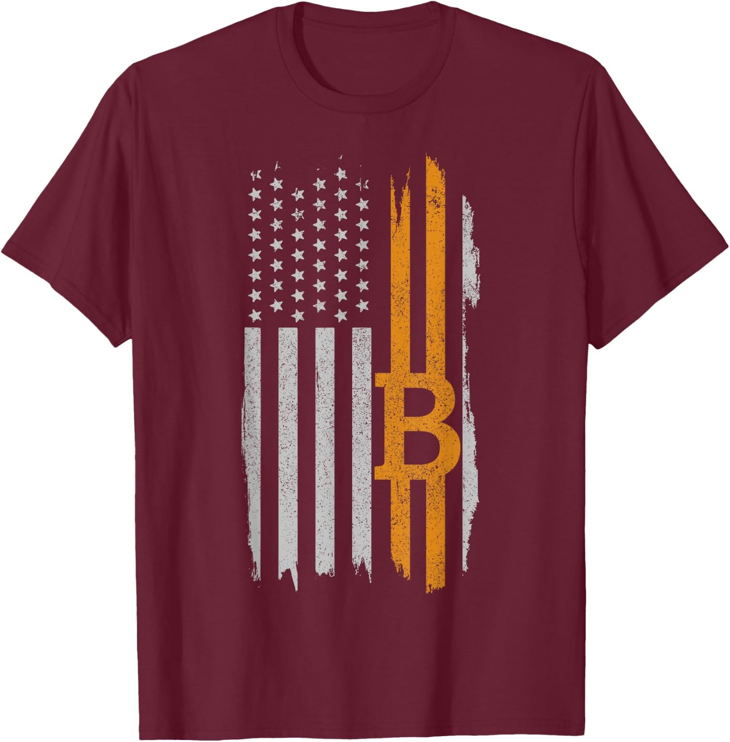 Bitcoin American Flag Patriotic Cryptocurrency HODL T-Shirt - T-Shirt | Maroon