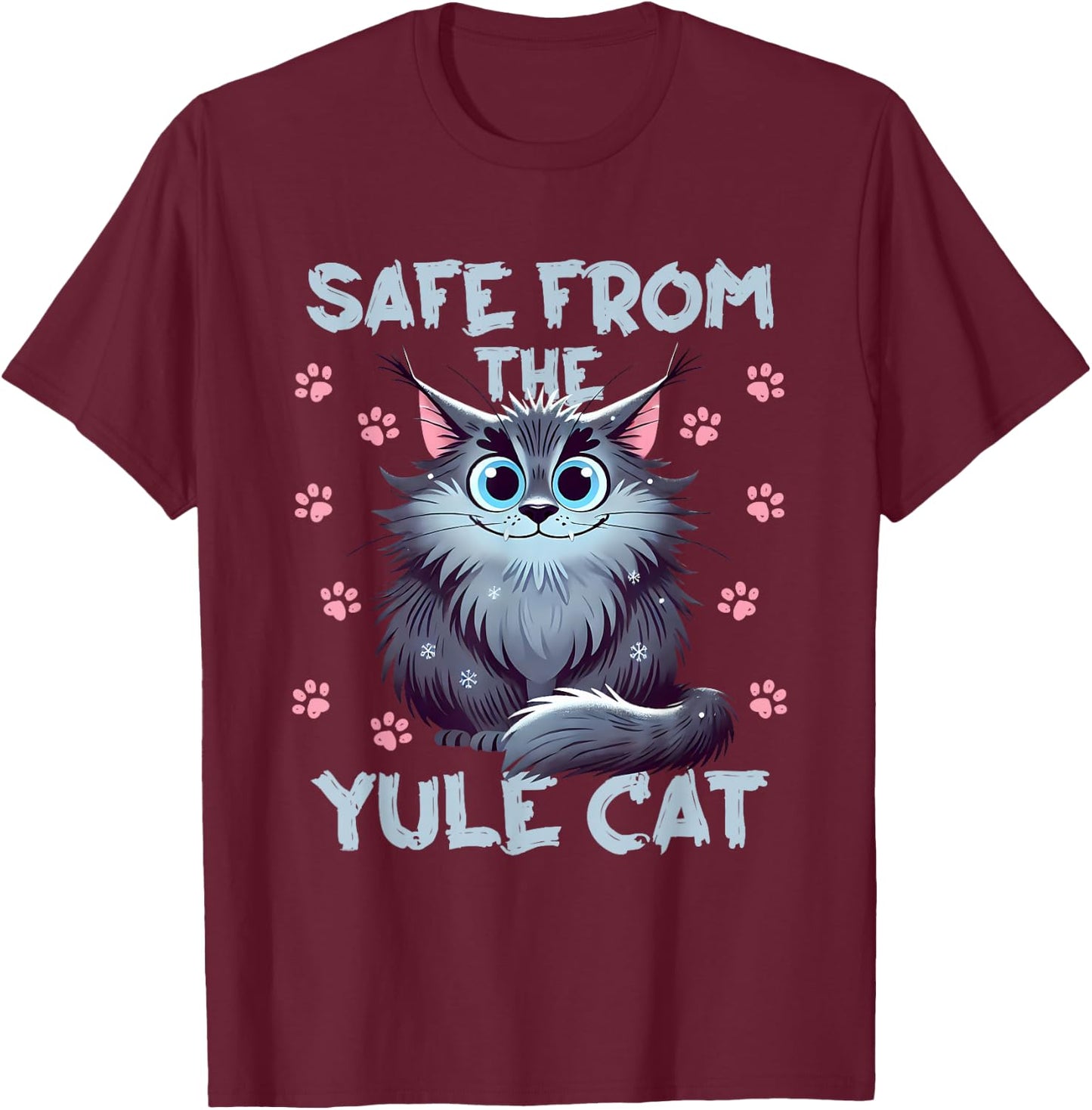 Safe From the Yule Cat Jolakotturinn Icelanic Folklore Women Kids T-Shirt - T-Shirt | Maroon