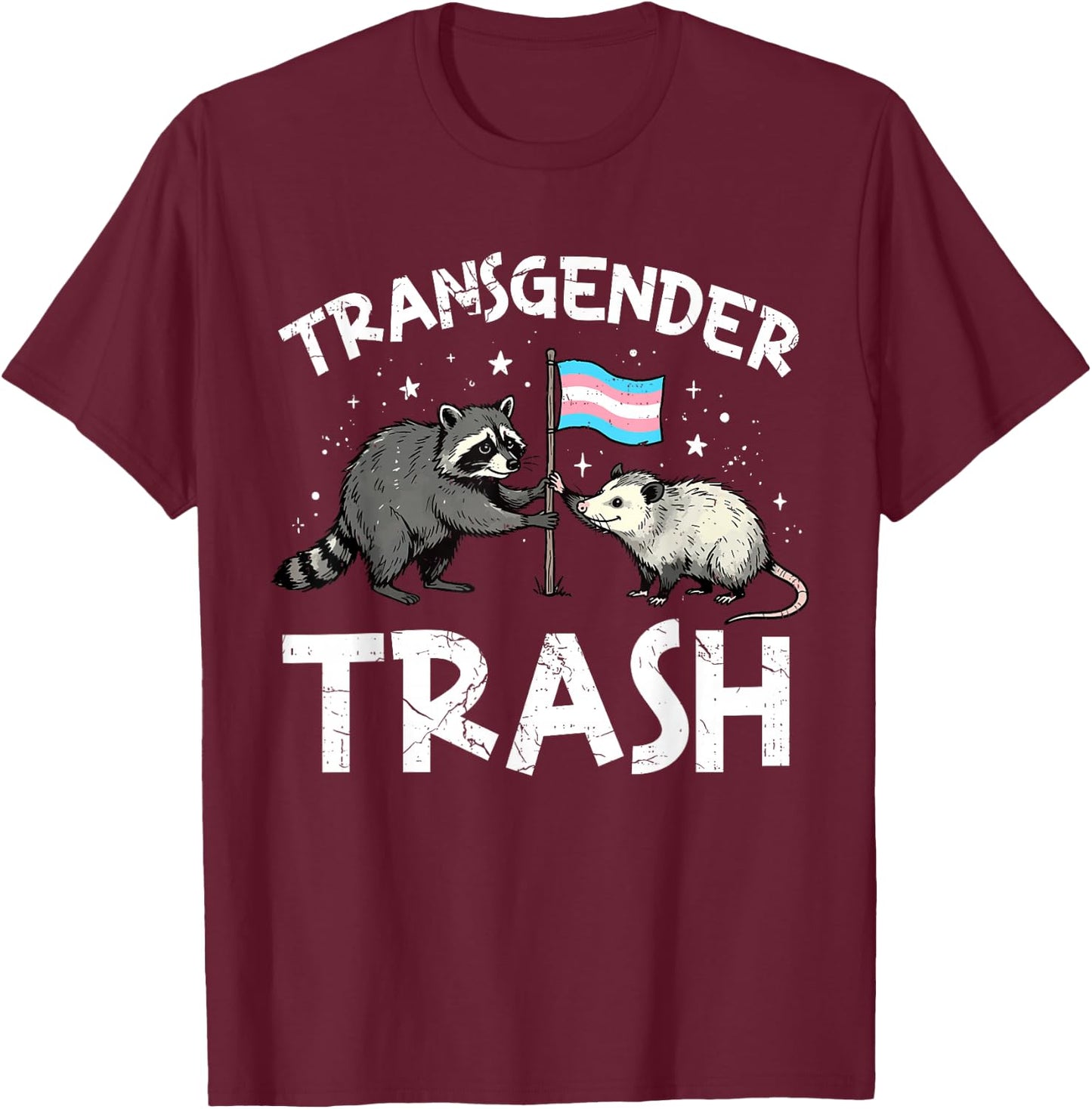 Transgender Trash Raccoon Opossum LGBTQ Trans Pride Ally T-Shirt - T-Shirt | Maroon