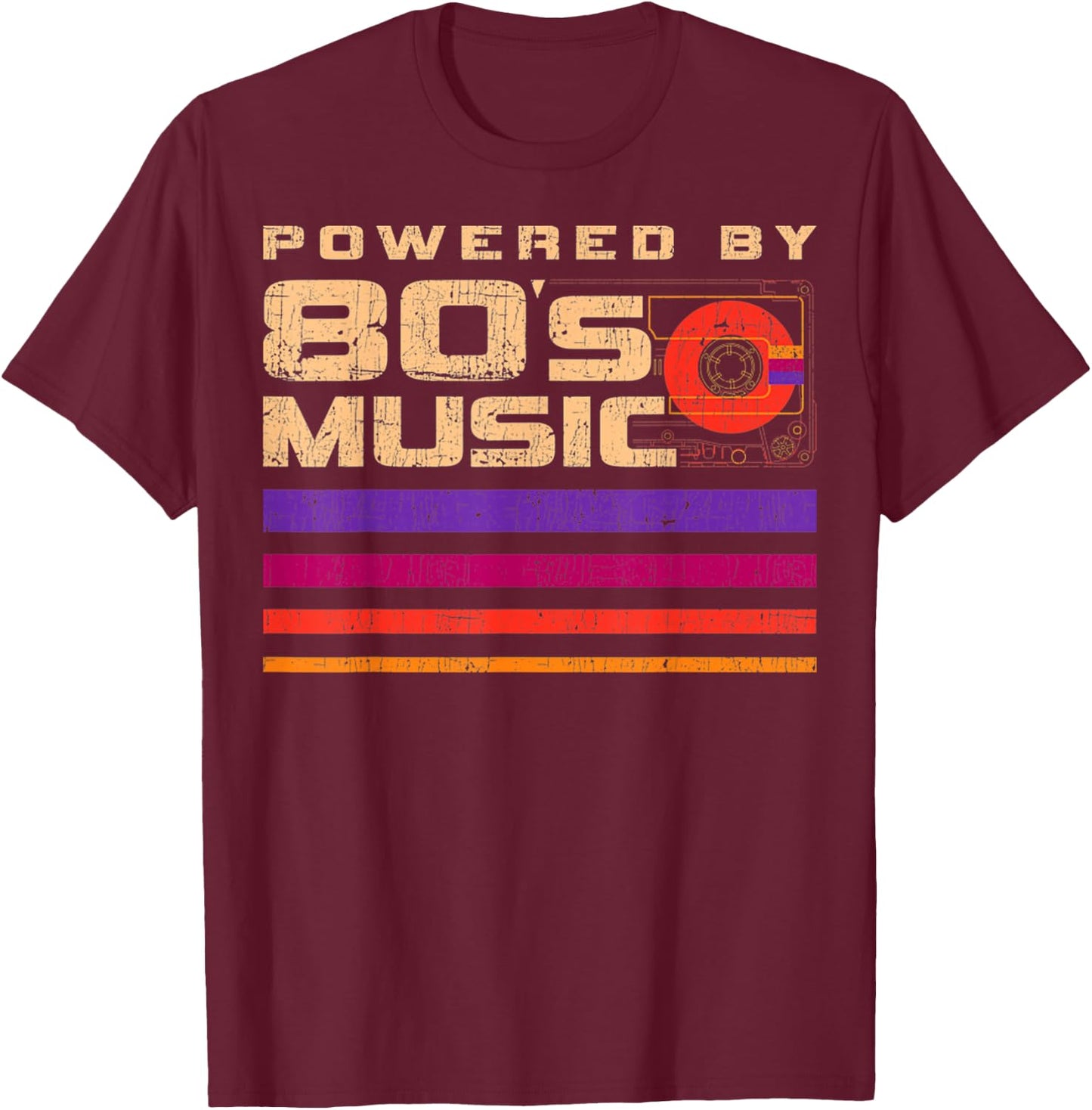 Retro Vintage Distressed 80's Music Rock Lovers T-Shirt - T-Shirt | Maroon
