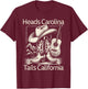 Heads Carolina Tail California Retro Vintage Country T-Shirt - T-Shirt | Maroon