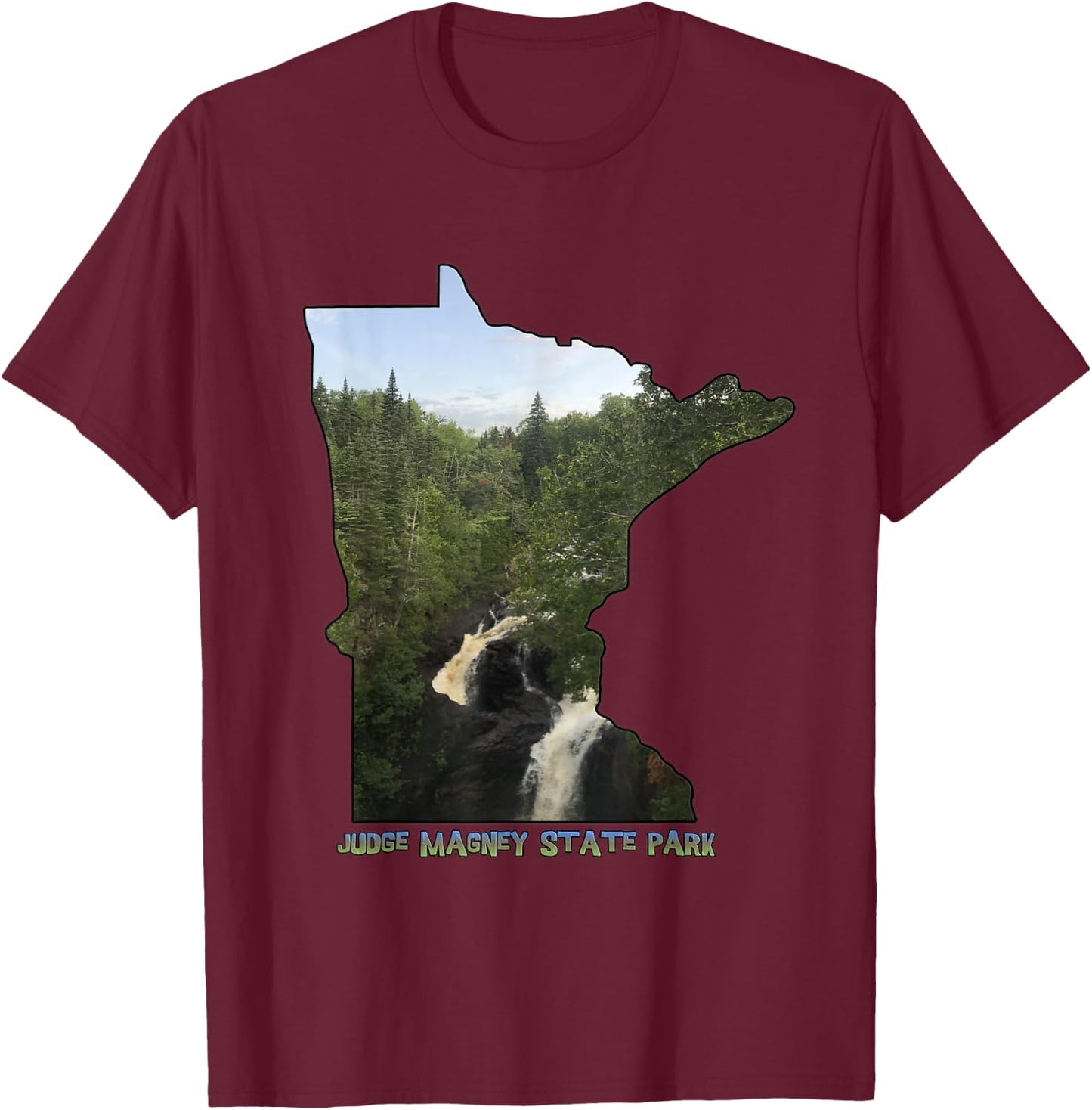Minnesota Outline (Devil's Kettle in Judge Magney State Park T-Shirt - T-Shirt | Maroon