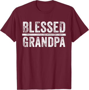 Blessed Grandpa Dad Granddad Father's Day Funny Vintage T-Shirt - T-Shirt | Maroon