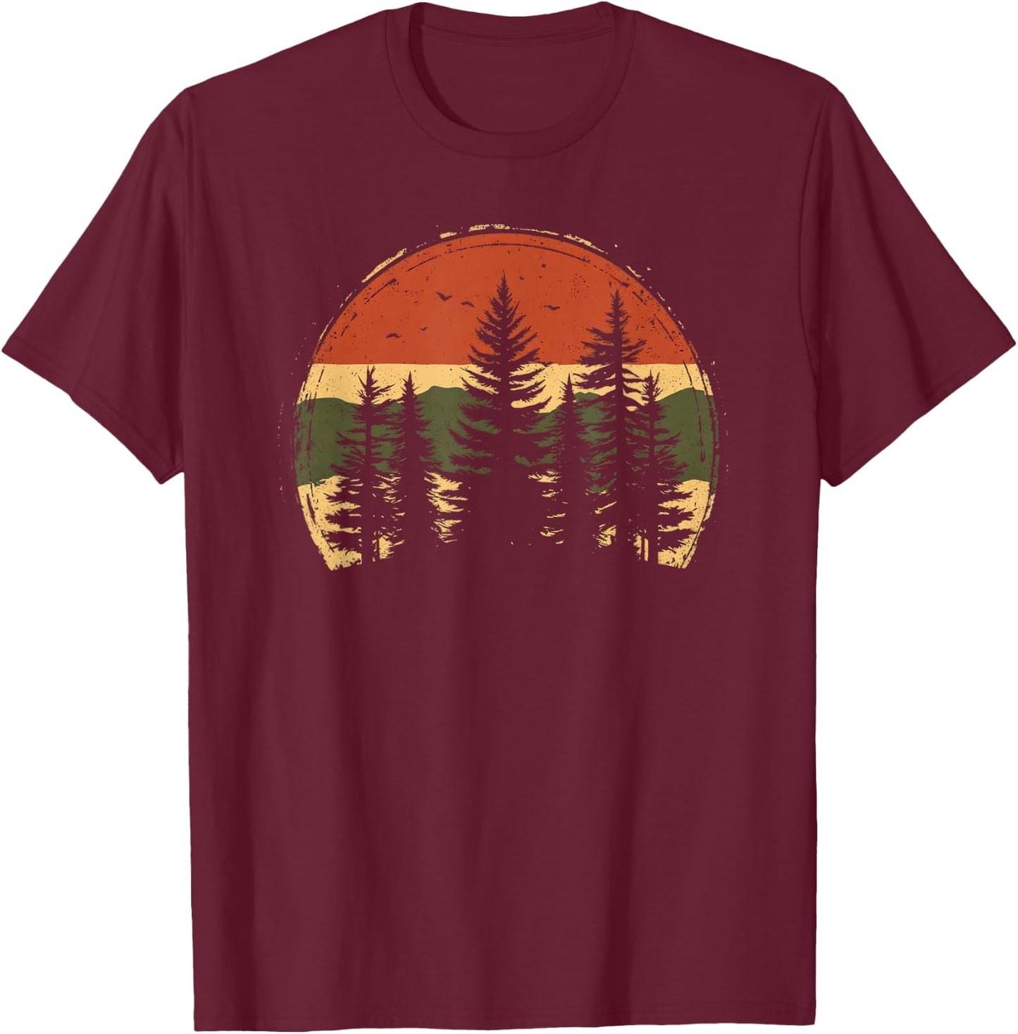Retro Wilderness Bear Trees Reflection Outdoor Forest T-Shirt - T-Shirt | Maroon
