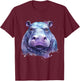 Hippo Portrait Wildlife Colourful Animal Print Hippopotamus T-Shirt - T-Shirt | Maroon