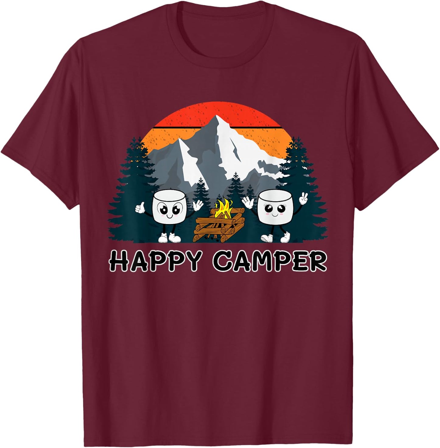 Happy Marshmallow Camper Baby Toddler Kids Cute Marshmallow T-Shirt - T-Shirt | Maroon
