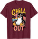 Chill Out Penguin T-Shirt - T-Shirt | Maroon