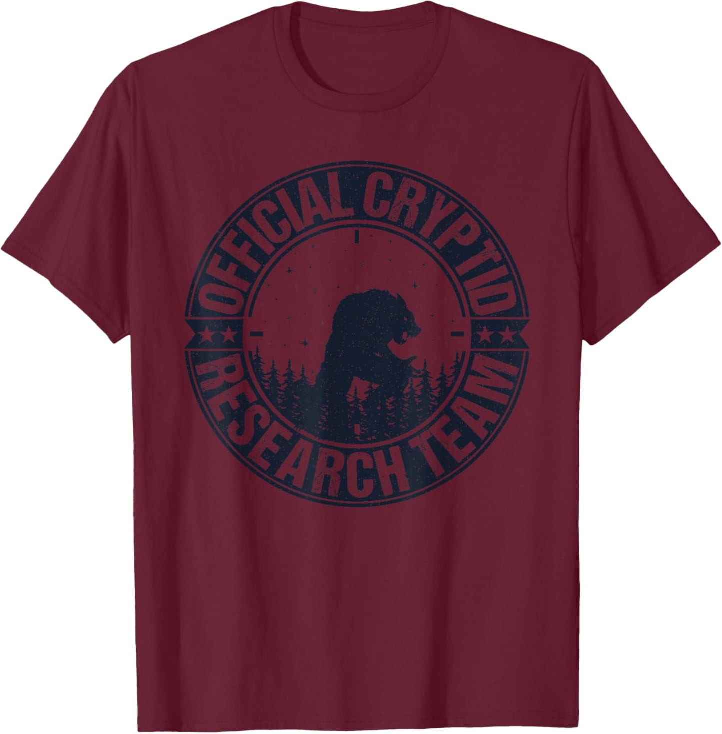 Official Cryptid Research Team Dogman Hunting Creatures T-Shirt - T-Shirt | Maroon