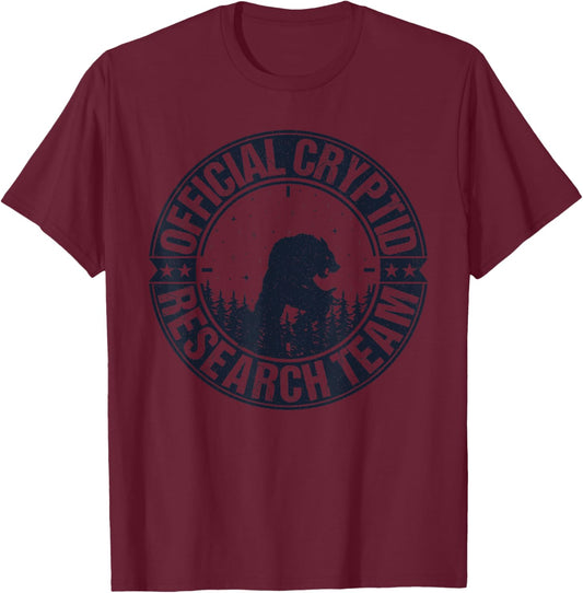 Official Cryptid Research Team Dogman Hunting Creatures T-Shirt - T-Shirt | Maroon