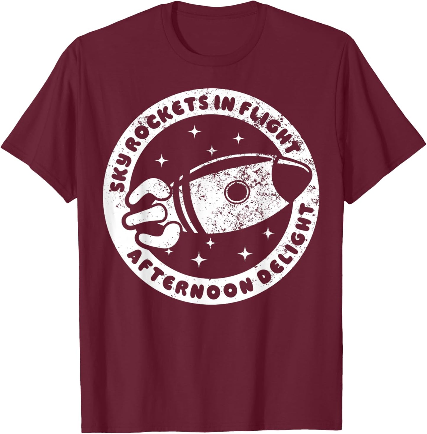 Vintage Sky Rockets In Flight Afternoon Delight T-Shirt - T-Shirt | Maroon