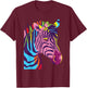 Colorful Zebra Head - Wildlife Biologist Zookeeper Zoologist T-Shirt - T-Shirt | Maroon