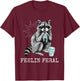 Raccoon Feelin Feral T-Shirt - T-Shirt | Maroon