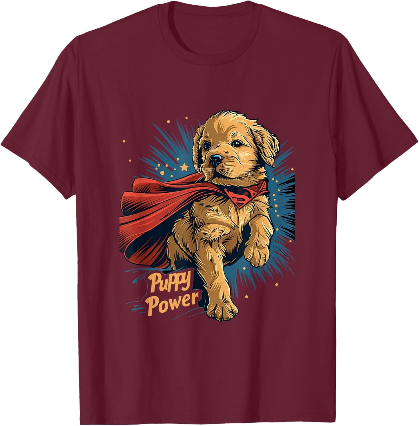 Golden Retriever Puppy Power Superhero for Dog Lover Parent T-Shirt - T-Shirt | Maroon